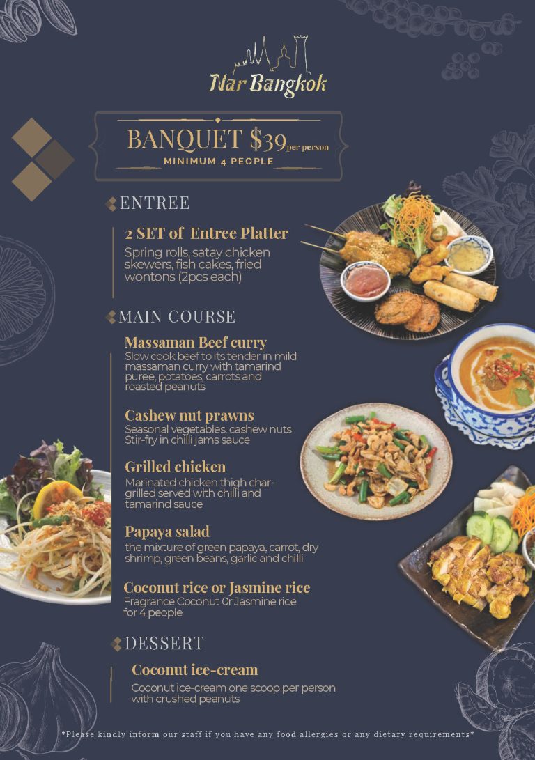 Nar Bangkok Thai Menu